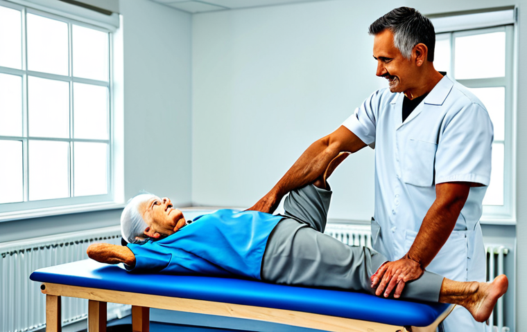 물리치료사 직무에서의 창의적 접근 - **
"A skilled physical therapist, fully clothed in professional attire, assisting a senior patient ...