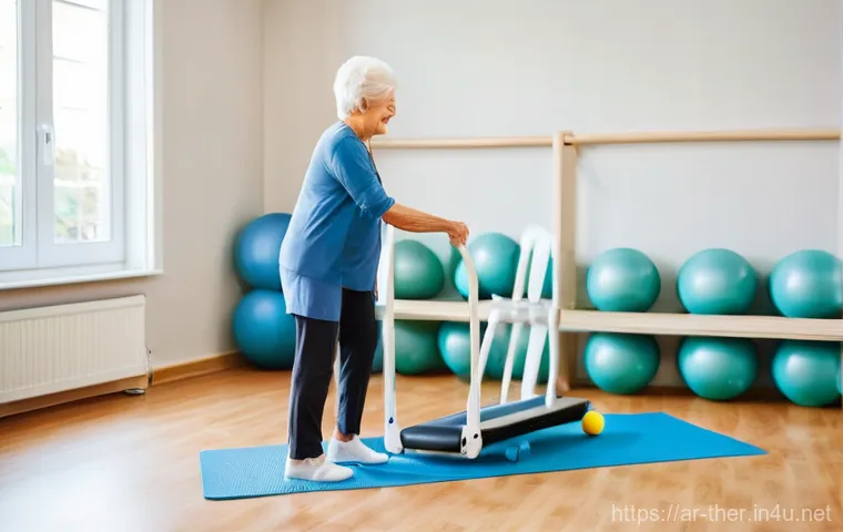 물리치료사의 전문 분야 선택 - **Image Prompt: Neurological Rehabilitation with Robotic Assistance**
    A determined patient, in t...