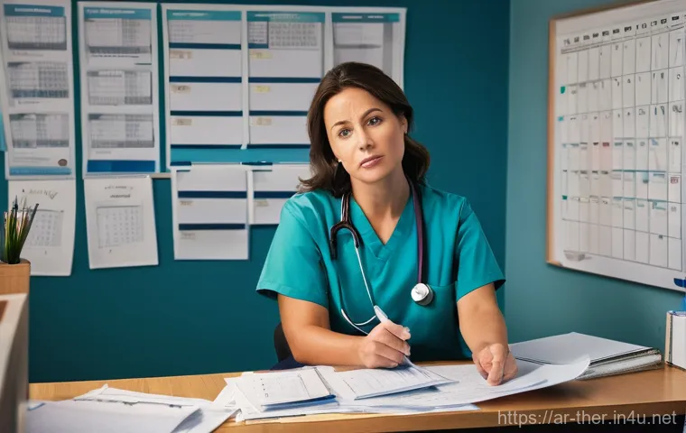 물리치료사의 근무 스케줄 관리 - **Prompt 1: The Overwhelmed Physical Therapist's Office**
"A candid, realistic photograph of a f...