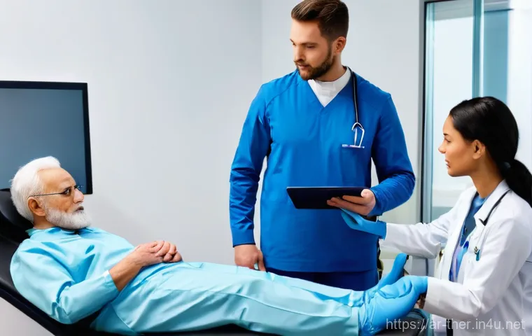 물리치료사의 의료법 상식 - **Telehealth Session with Emphasis on Data Security**
    A focused male physiotherapist in his mid-...